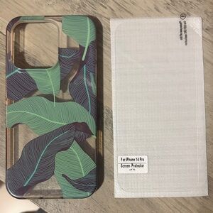 Leaf Pattern Phone Case and screen protector for iPhone 14 Pro